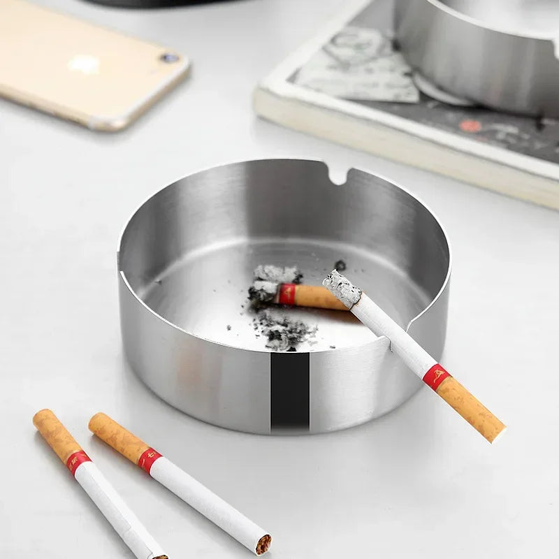 New Creative Ashtrays With Lid Walnut Wood Desktop Ashtray Stainless