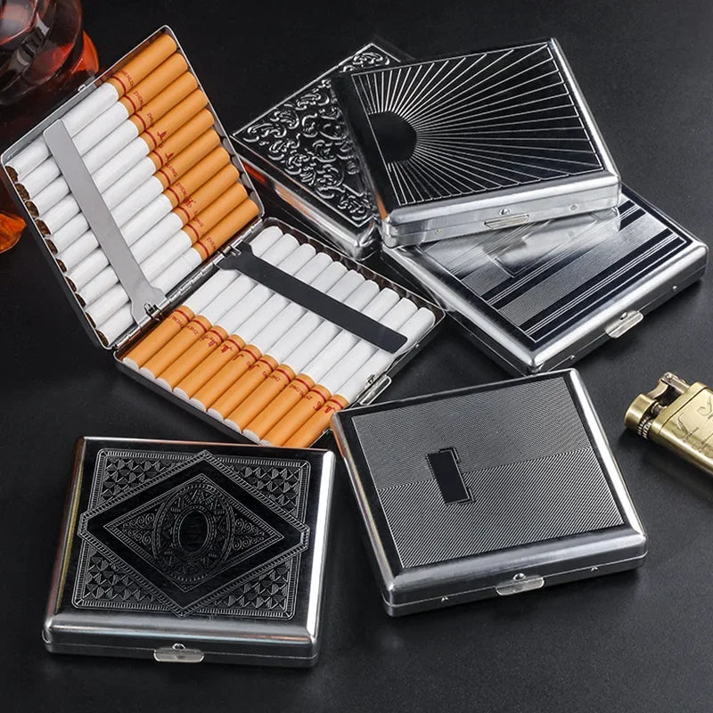 20PCS Metal Cigarette box stainless steel Embossed Portable Cigarette