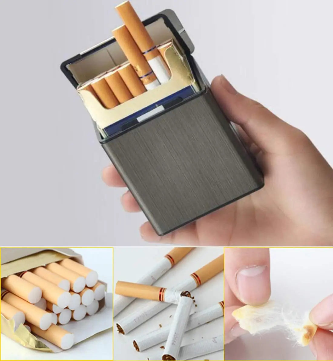 Portable Slim Aluminum Cigarette Case Regular King Size Plastic Cigar