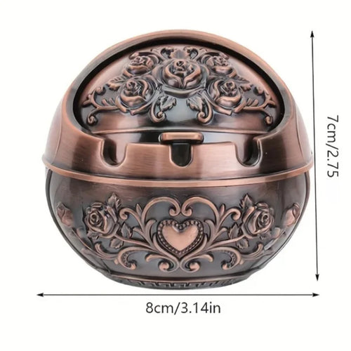 Metal Ashtray, Smoking Windproof Vintage Lid Ornament, Vintage