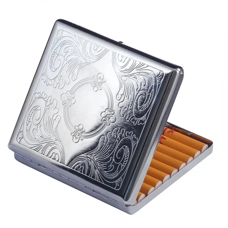 20PCS Metal Cigarette box stainless steel Embossed Portable Cigarette