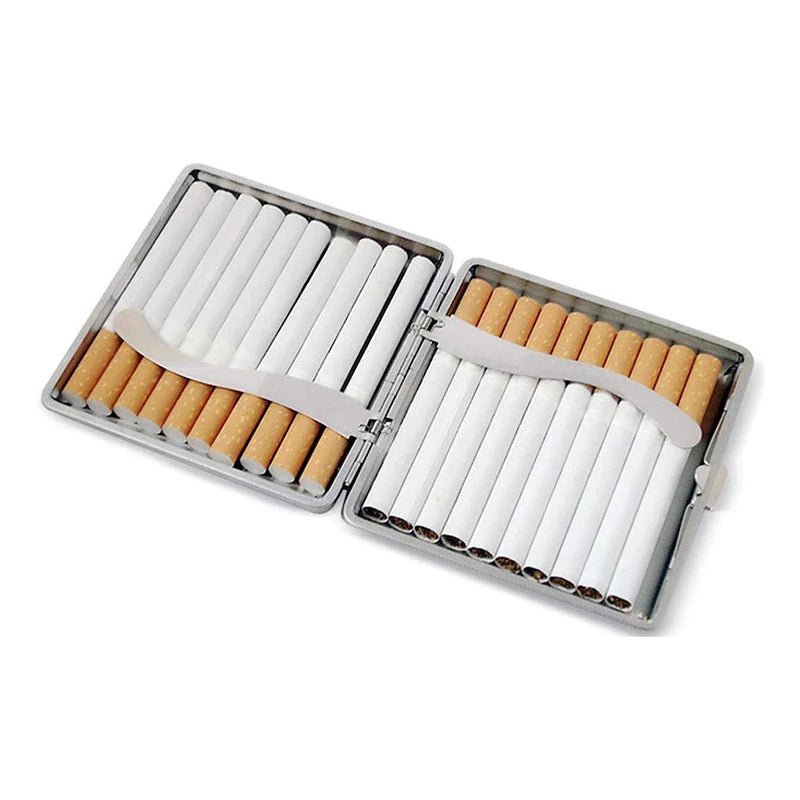 20 Sticks Cigarette Case Leather Surface Storage Metal Box Men Smoking