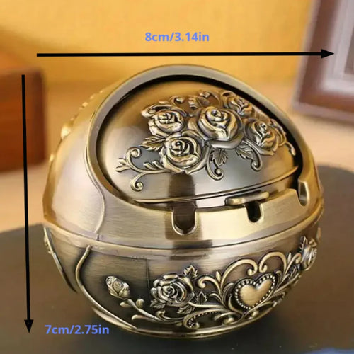 Metal Ashtray, Smoking Windproof Vintage Lid Ornament, Vintage