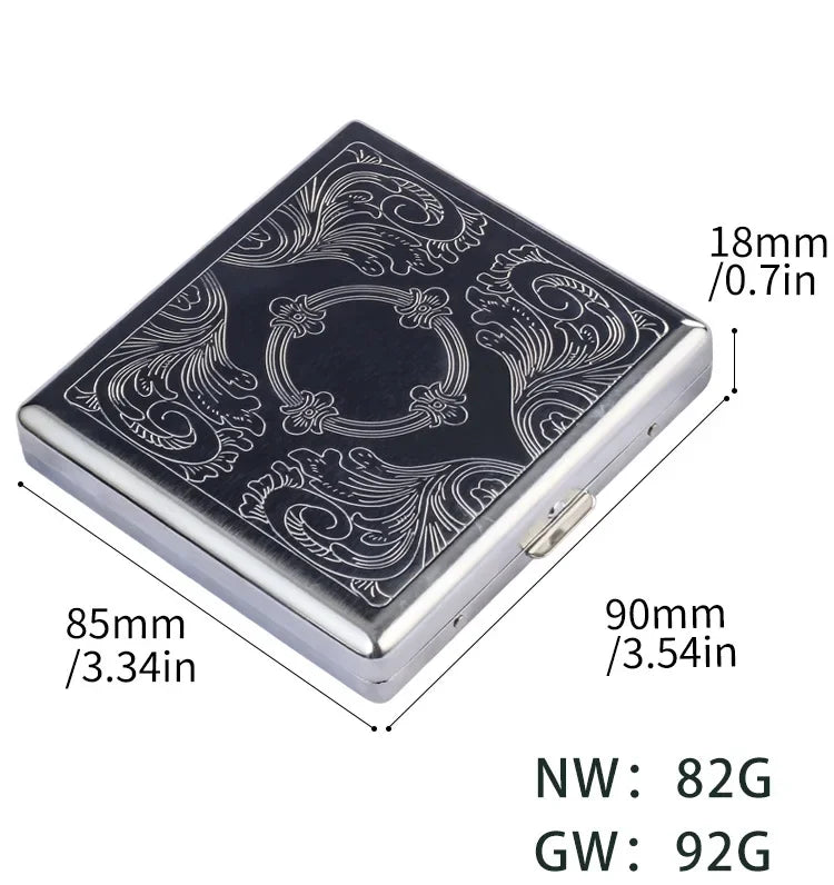 20PCS Metal Cigarette box stainless steel Embossed Portable Cigarette