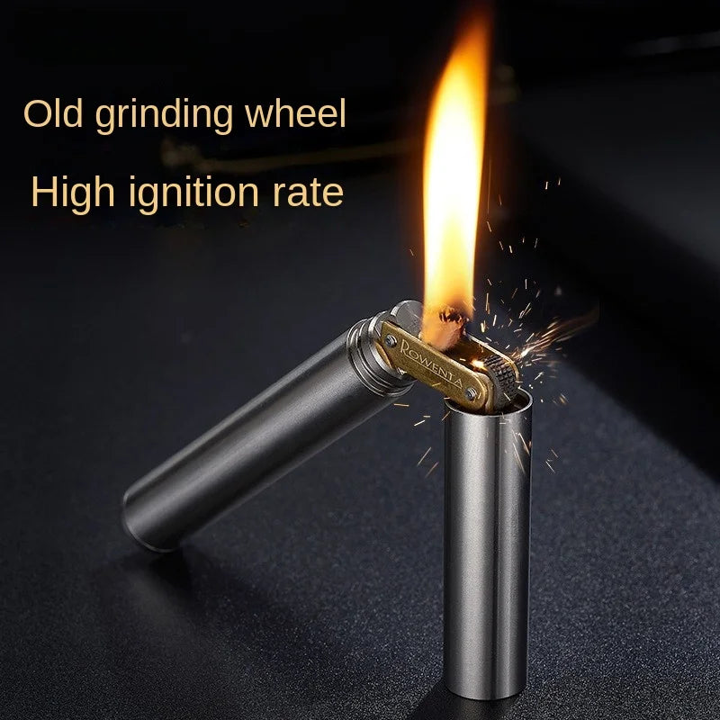 2024 New Brass Kerosene Nunchaku Lighter Windproof Mini Retro Grinding