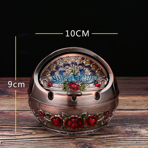 Metal Ashtray, Smoking Windproof Vintage Lid Ornament, Vintage