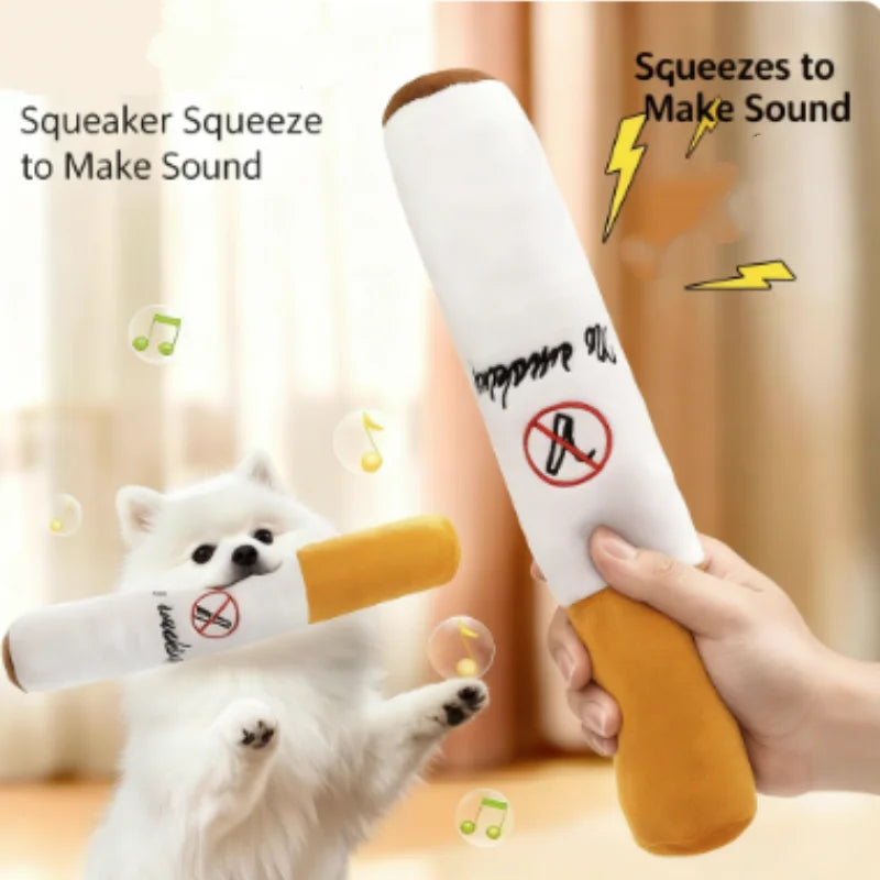Funny Pet Toys Cigar Big Smoke Plush Squeak Dog Chew Toy Interactive