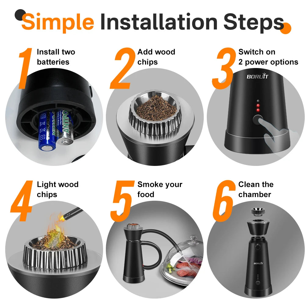 BORUiT Smoke Infuser Food Drink Cold Smoke Generator Bar Portable