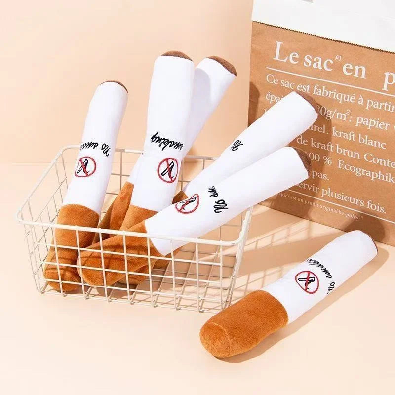 Funny Pet Toys Cigar Big Smoke Plush Squeak Dog Chew Toy Interactive