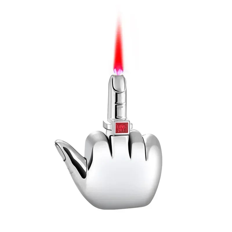 Funny Middle Finger Torch Lighter with Fuk You Voice Windproof Jet