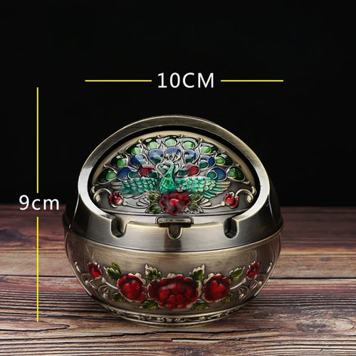 Metal Ashtray, Smoking Windproof Vintage Lid Ornament, Vintage