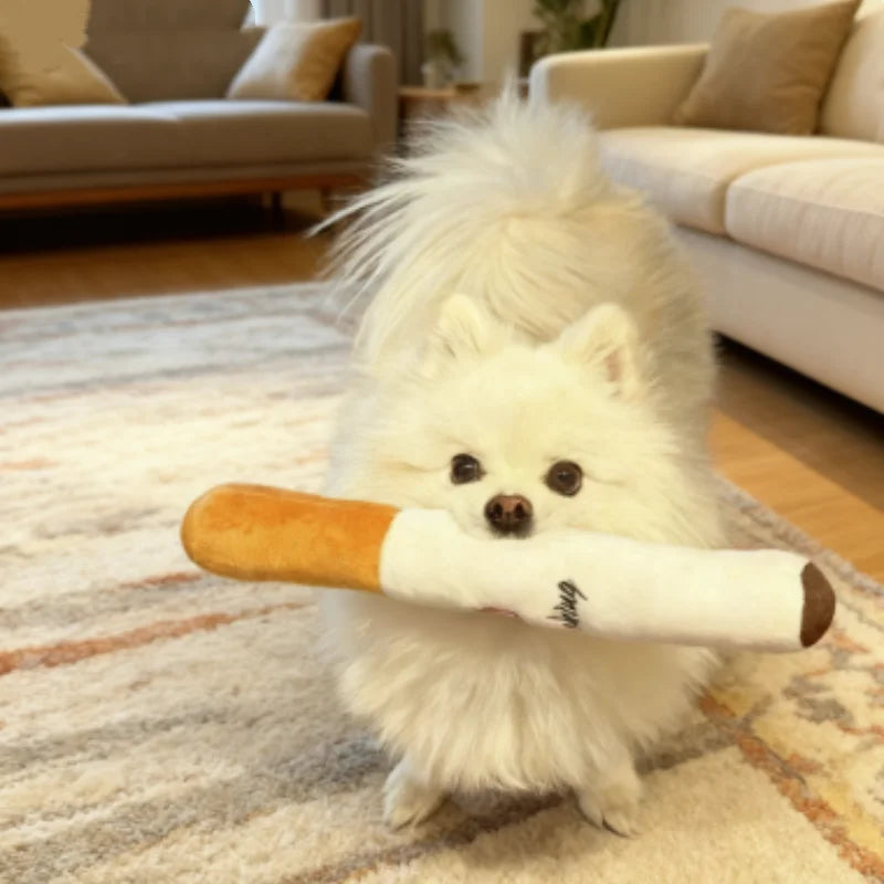 Funny Pet Toys Cigar Big Smoke Plush Squeak Dog Chew Toy Interactive